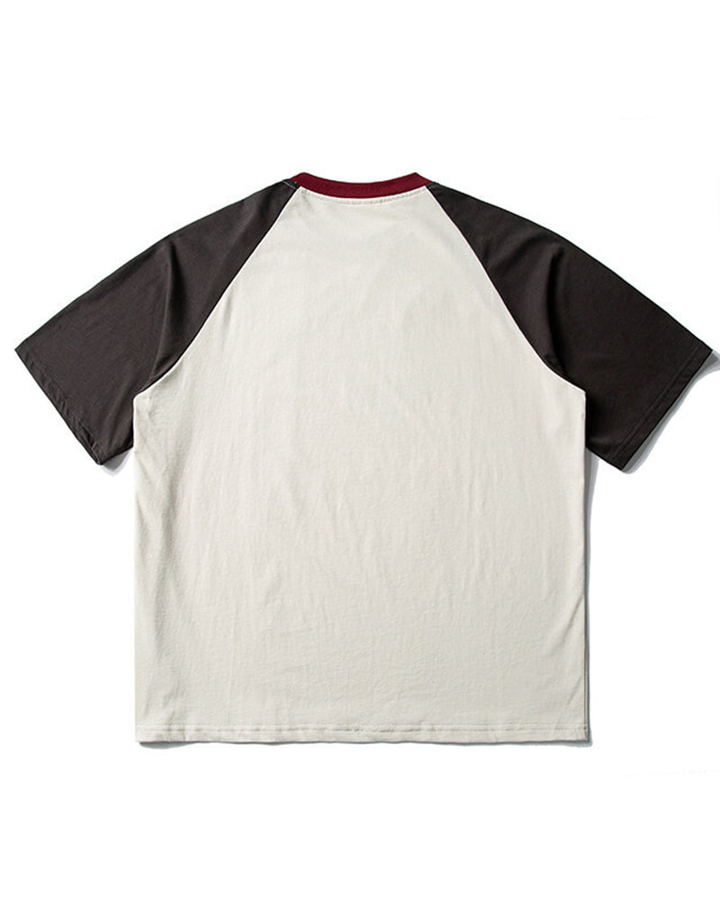 Retro colorblock short sleeves