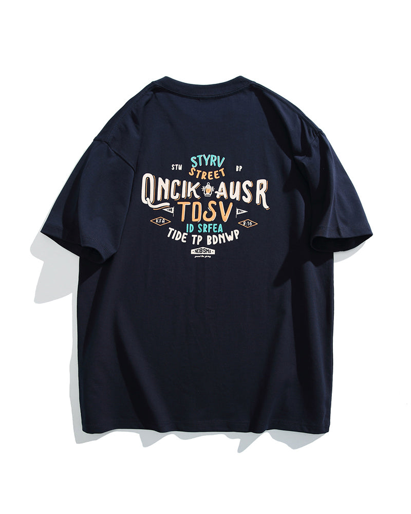 Retro letter couple short sleeves