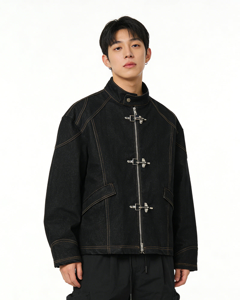 Airplane buckle casual denim jacket