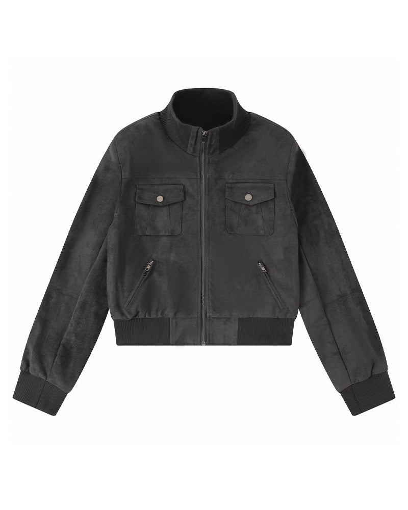 Stand-collar zip-up jacket