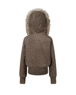 Leopard-print hooded jacket