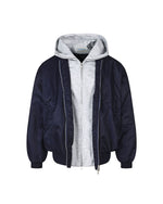 Faux-layered hooded jacket with paneling