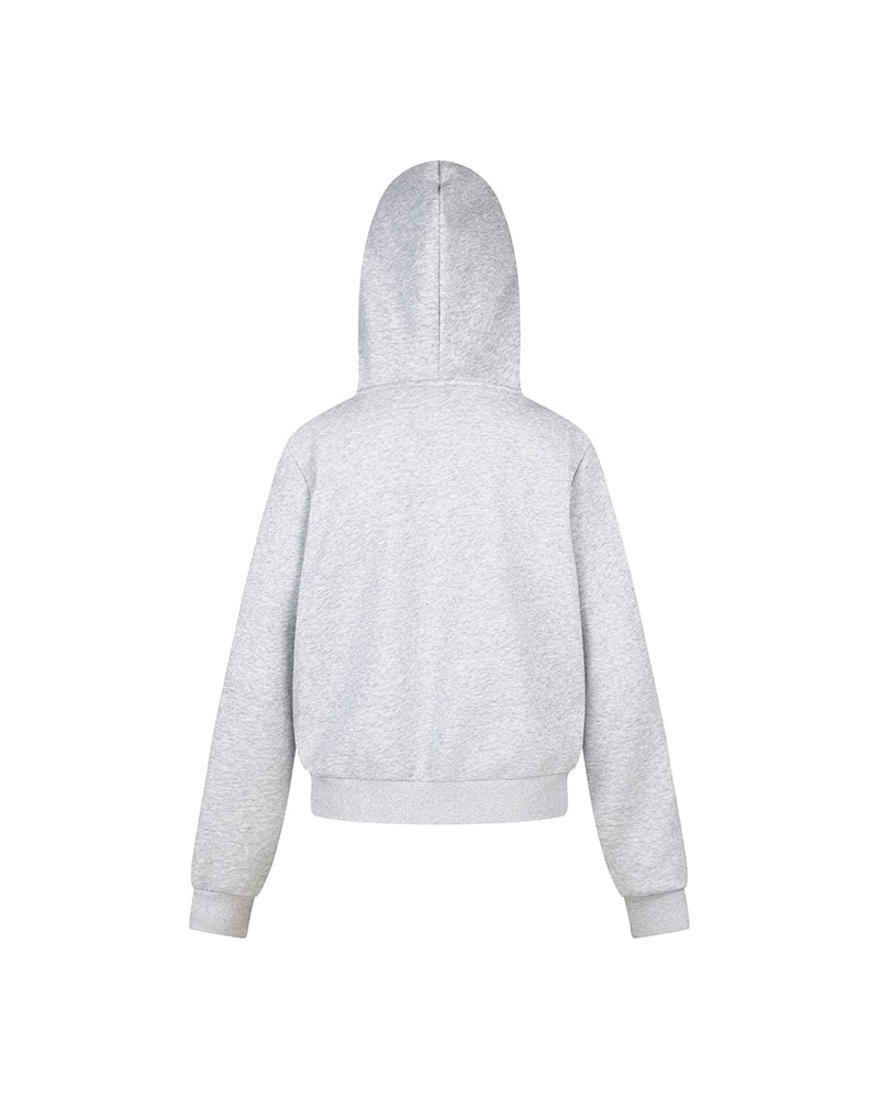 Hooded jacket with large zipper