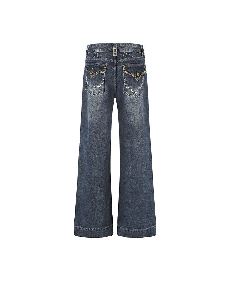 Washed straight-leg trousers