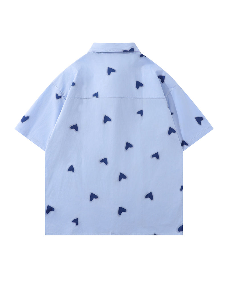 Heart print short-sleeved shirt