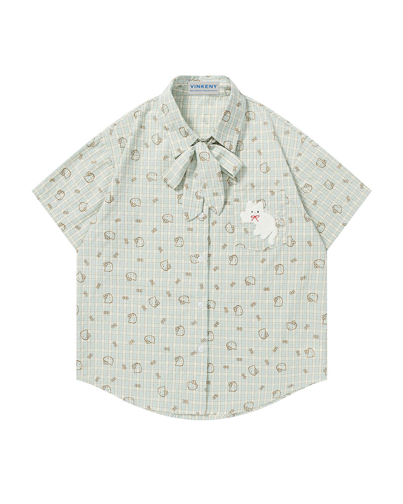 Short-sleeve plaid shirt