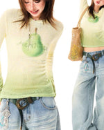 レトロなデザインの長袖