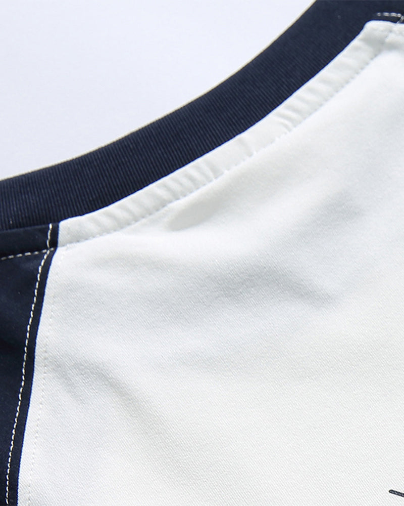 Retro contrast print short sleeves