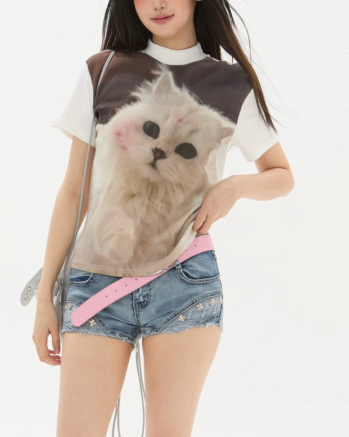 Cute cat simple short sleeves