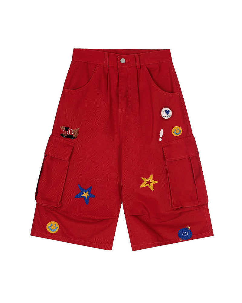 Cartoon pattern cropped shorts
