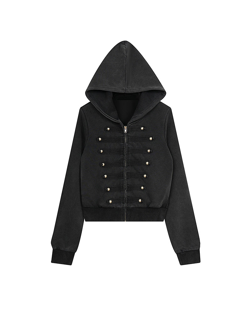 Washed-finish zip-up jacket