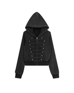 Washed-finish zip-up jacket