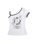 Cute irregular off-shoulder short sleeves