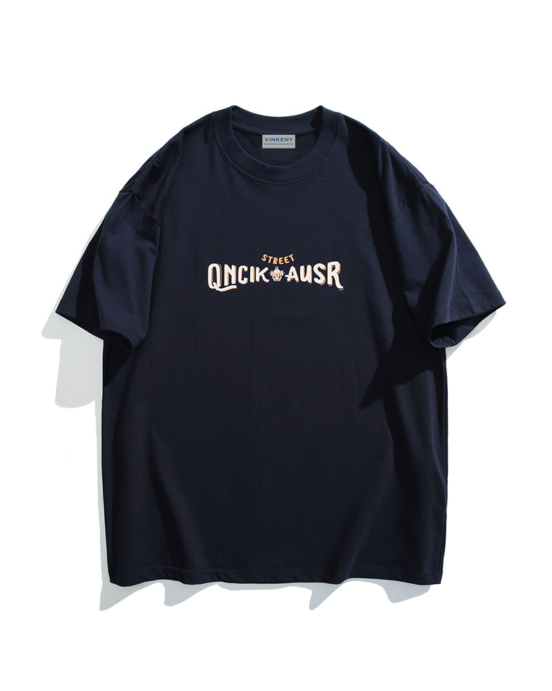 Retro letter couple short sleeves