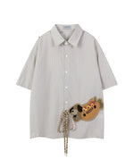 レトロな刺繍のカジュアル半袖
