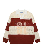 透かしプリントセーター