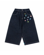 楽しいプリントのクロップドジーンズ