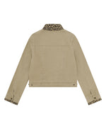 Leopard-print panel utility jacket