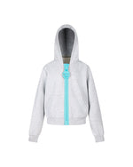 Hooded jacket with large zipper