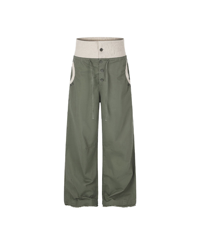 Color-block casual cargo pants