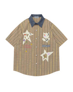 楽しい刺繍の半袖シャツ