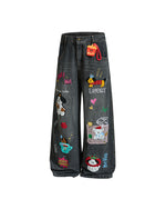Cartoon washed straight jeans