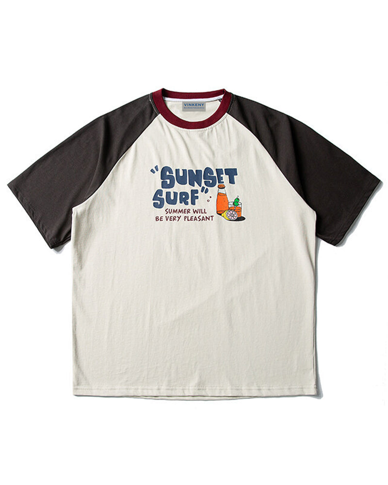 Retro colorblock short sleeves