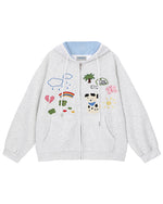 楽しいフード付きスウェットシャツジャケット