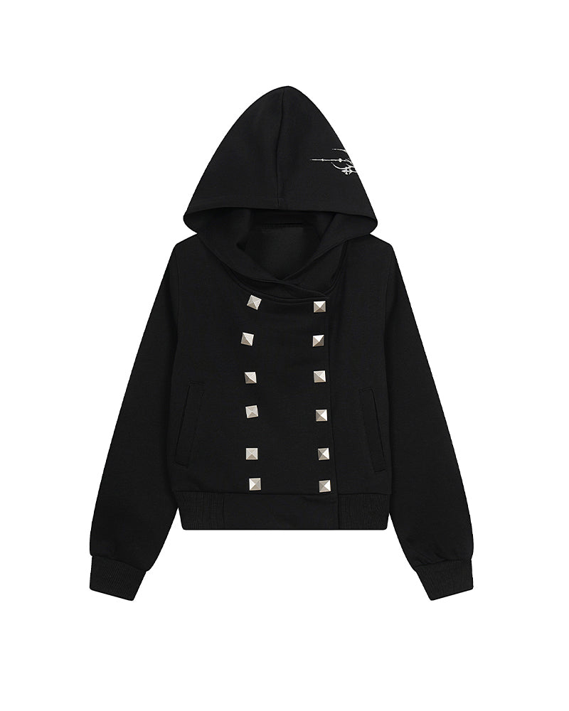 Double-breasted hooded sweatshirt