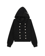 Double-breasted hooded sweatshirt