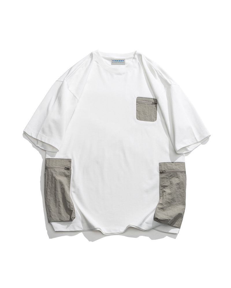 Spliced workwear short sleeves