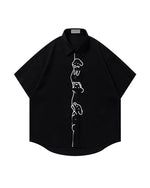 Casual Line-Art Dog Short-Sleeve Shirt