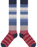 ストライプ柄ニーハイソックス