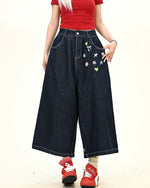 楽しいプリントのクロップドジーンズ