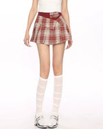 레트로 플레드 패치워크 스커트