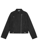 Distressed stand-collar jacket