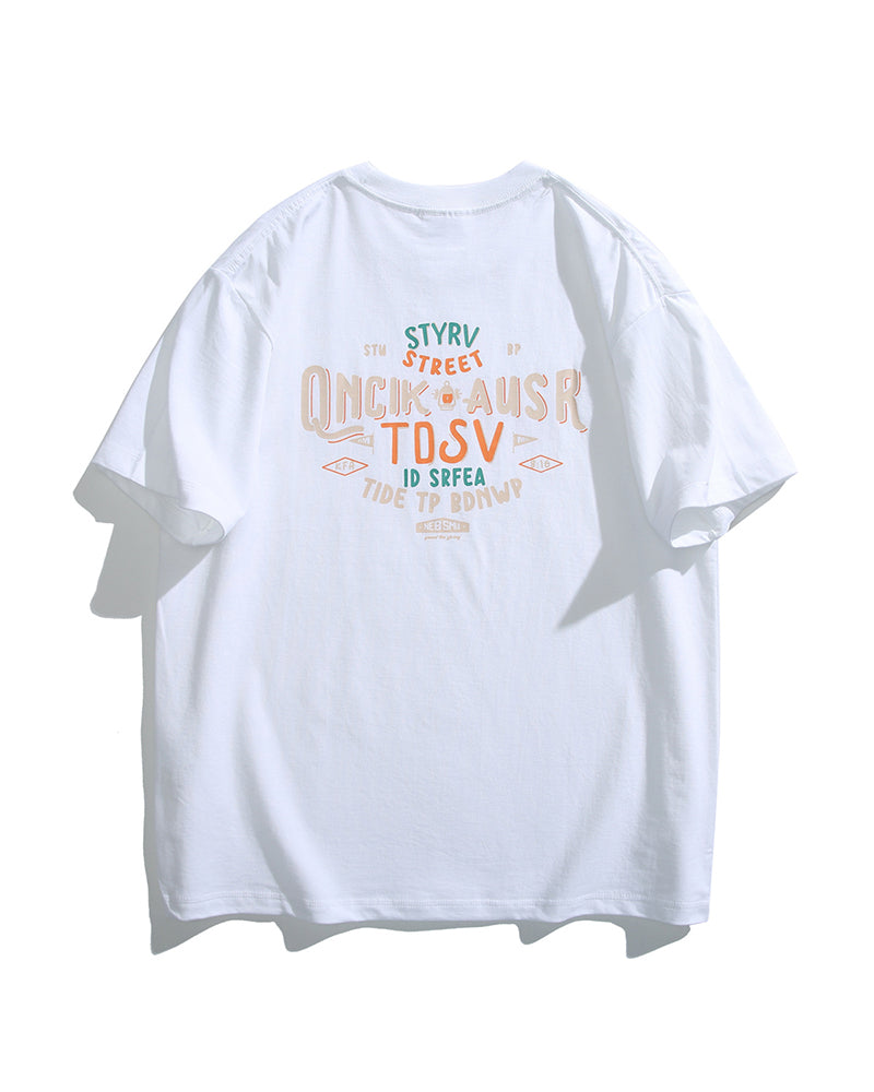 Retro letter couple short sleeves