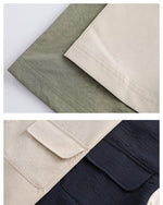 パッチワーク半袖ワークシャツ