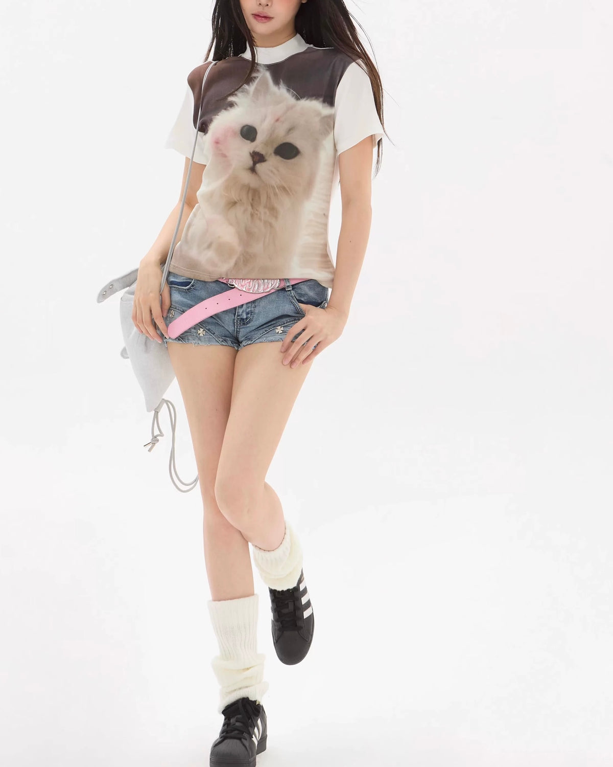 Cute cat simple short sleeves