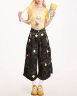 レトロシンプルデニムショートパンツ