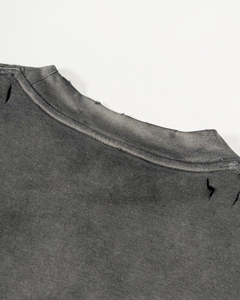 250g Distressed pure cotton T-shirt