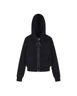 Hooded jacket with large zipper