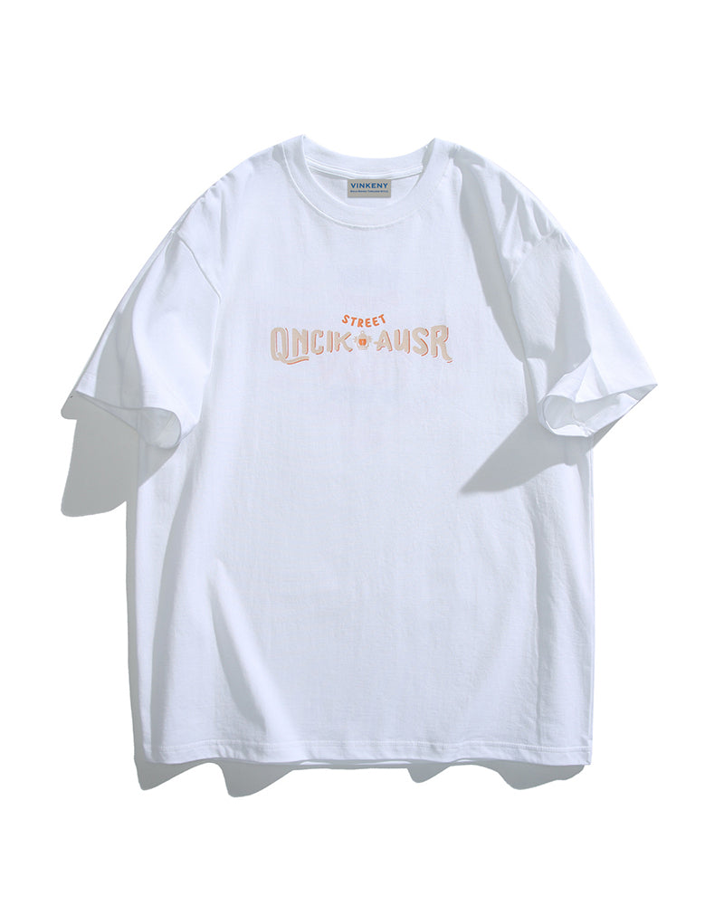 Retro letter couple short sleeves