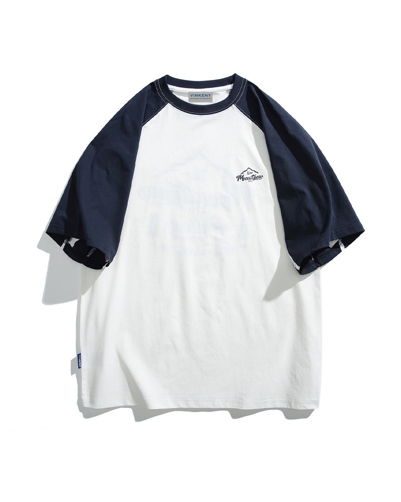 Retro contrast print short sleeves
