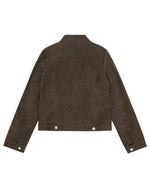 Distressed stand-collar jacket