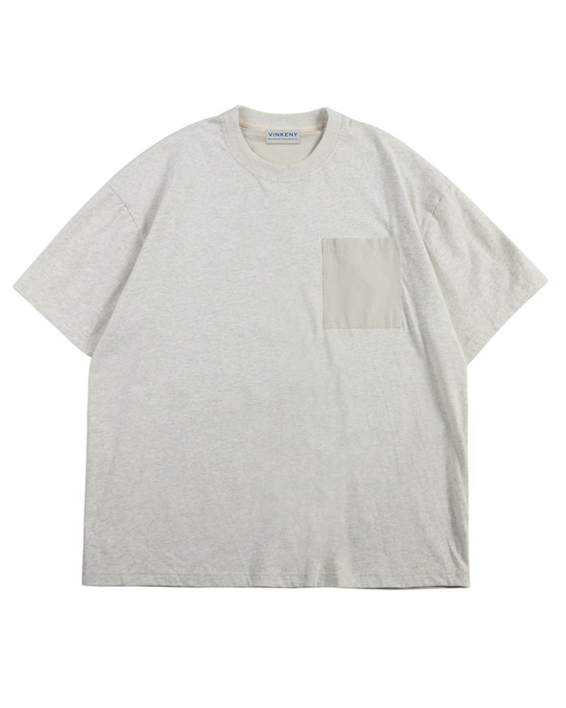 Contrast color stitching work short sleeves