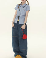 レトロチェック柄半袖シャツ