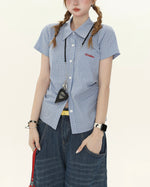 レトロチェック柄半袖シャツ