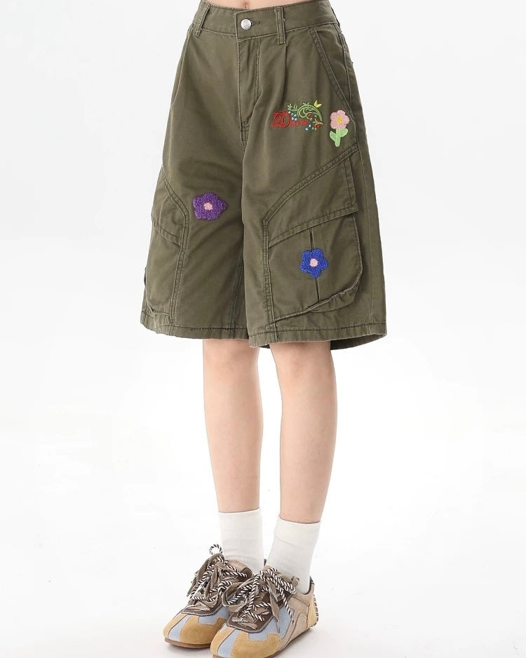 Retro simple cargo shorts