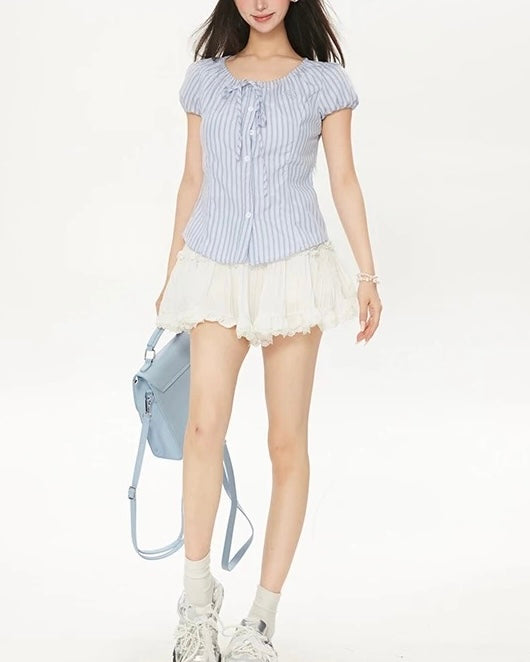 Striped short-sleeved shirt